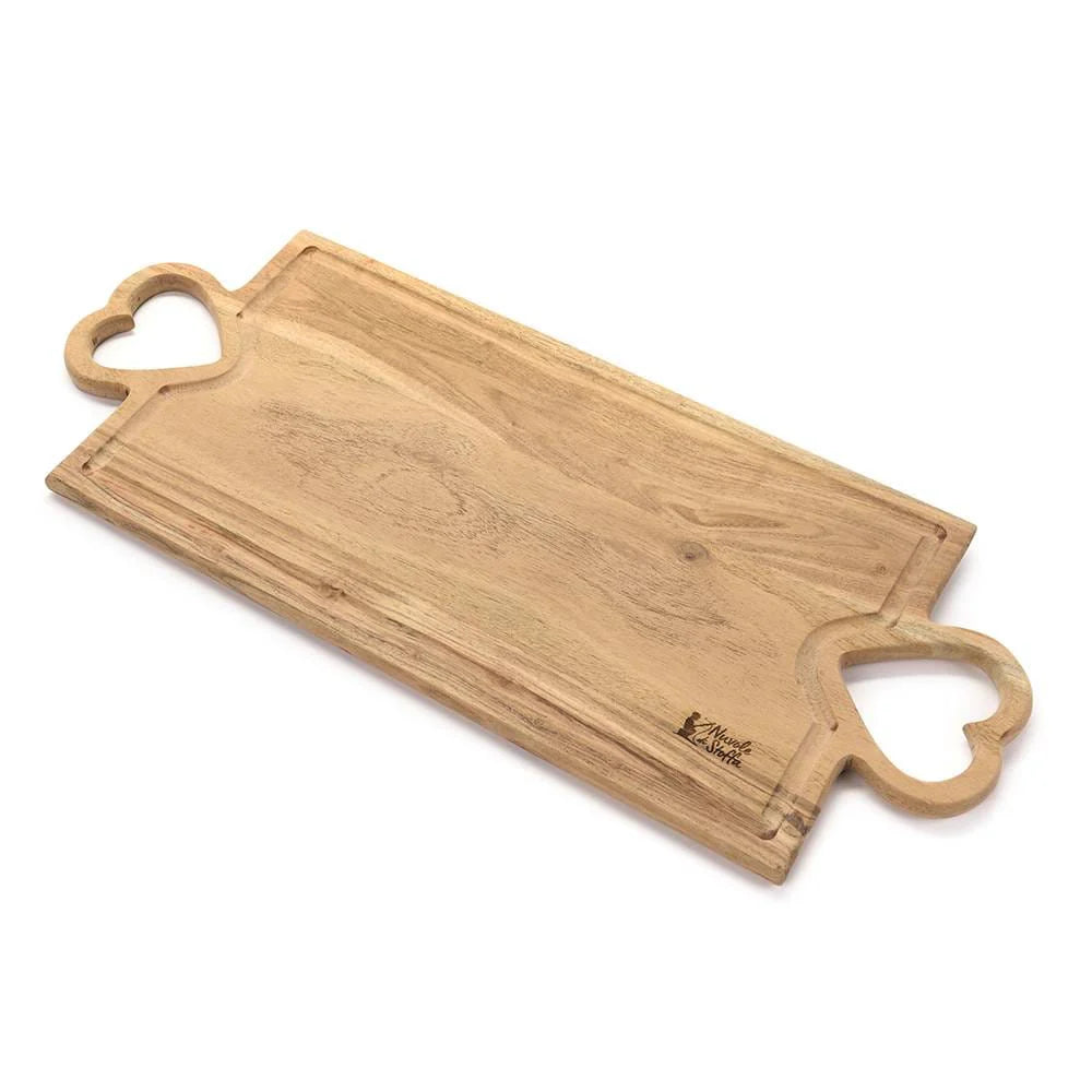 Vassoio/Tagliere con manici Cuori in Legno d’Acacia