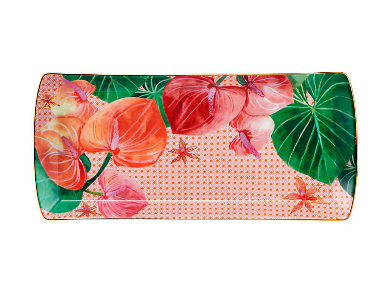 Vassoio rosa rettangolare Tropicana di Teas & C