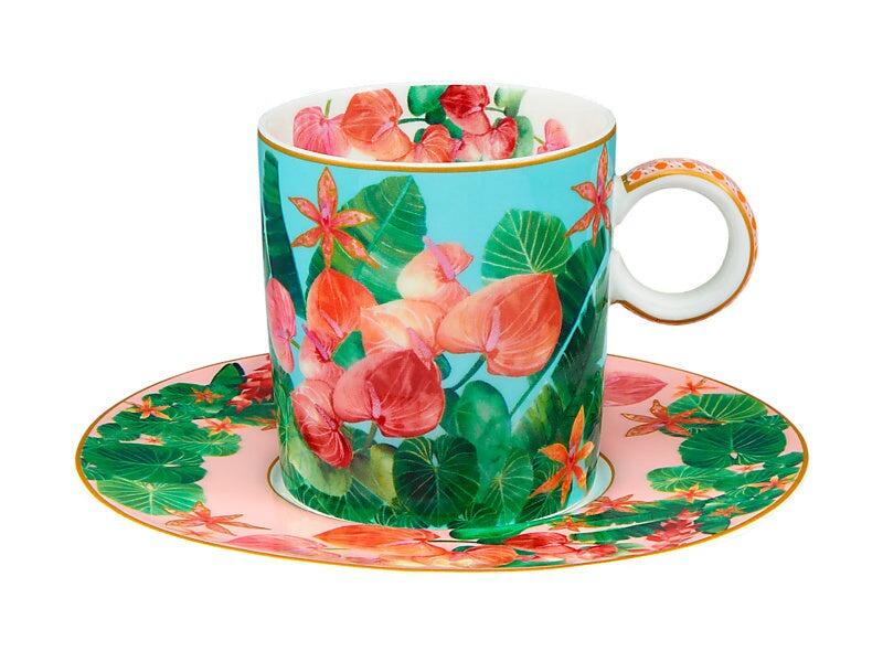 Teas & C's Tropicana Set 2 tazze caffè blu con piattino