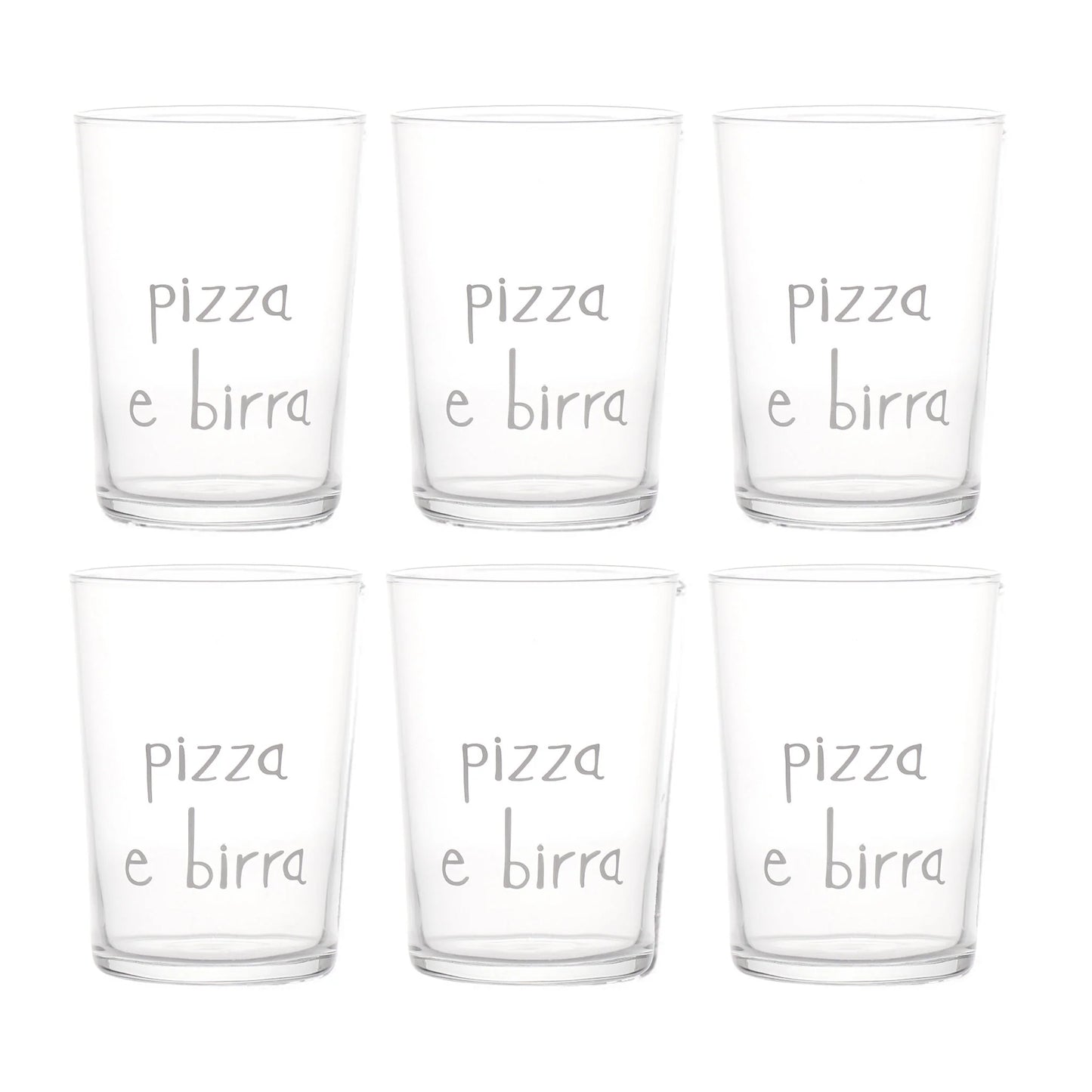 Set 6 Bicchieri birra decoro Pizza e Birra