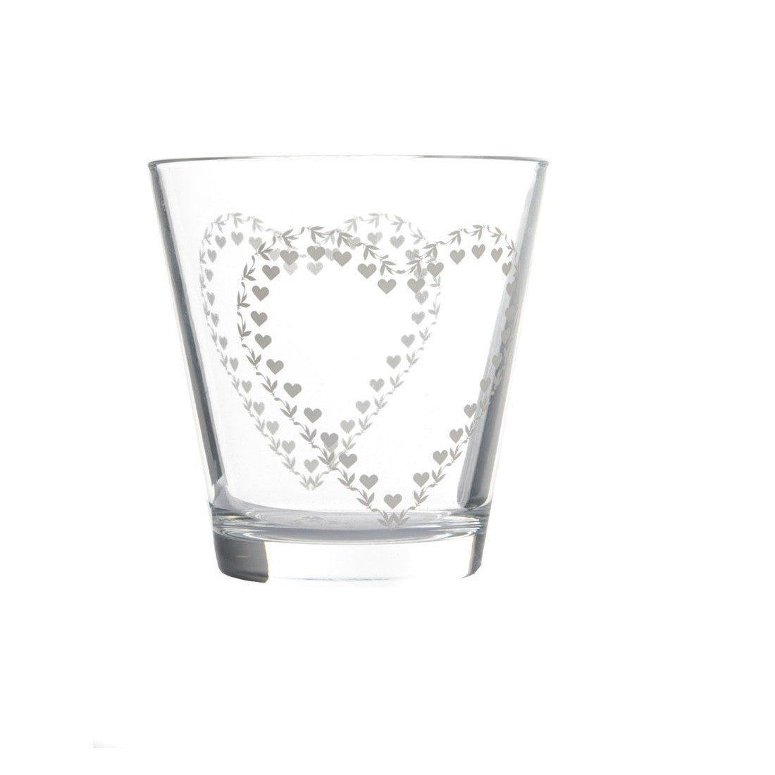 Bicchiere acqua con decoro cuore bianco
