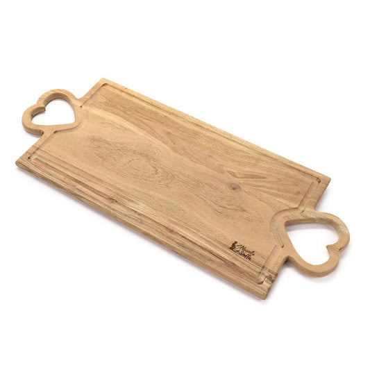 Vassoio/Tagliere con manici Cuori in Legno d’Acacia