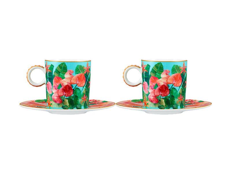 Teas & C's Tropicana Set 2 tazze caffè blu con piattino