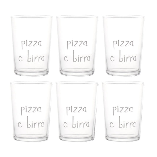 Set 6 Bicchieri birra decoro Pizza e Birra